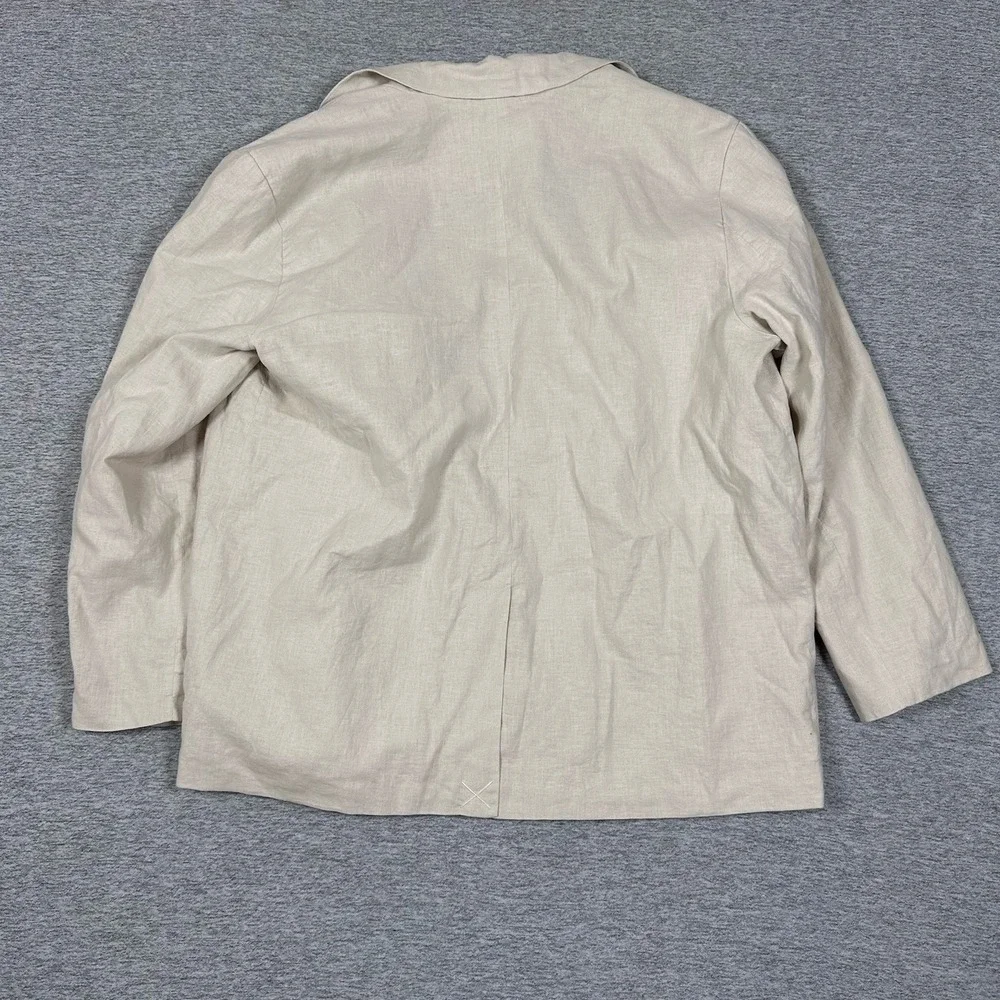 American Eagle Blazer Jacket Womens Large Beige Oversized Linen Blend NEW